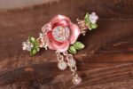 Pink Painted Rose Flower Metal Hair Clip Claw