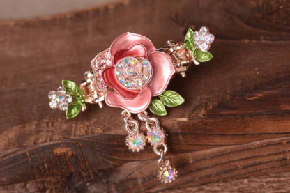 Pink Painted Rose Flower Metal Hair Clip Claw