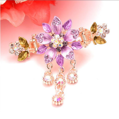 Purple Painted 5 Petal Flower Metal Hair Clip Claw