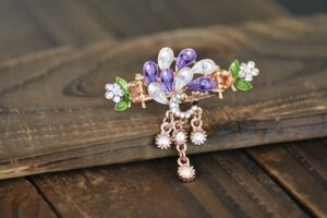 Purple Painted Peacock Metal Hair Clip Claw