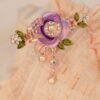 Purple Painted Rose Flower Metal Hair Clip Claw