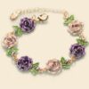 Purple Painted Flower Metal Braclet Chain