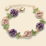 Purple Painted Flower Metal Braclet Chain