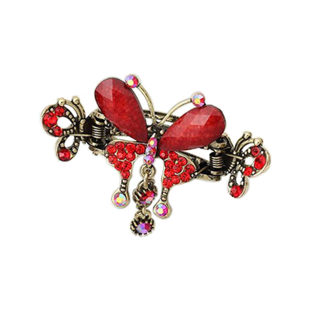 Fashion Retro Butterfly Hair Gripper Claw Red