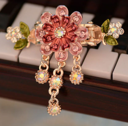 Pink Eight Petal Painted Hair Claw Clip