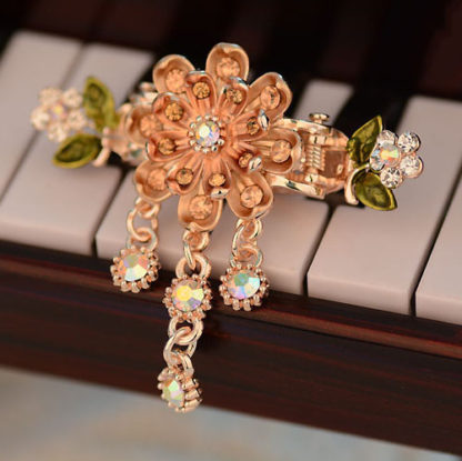 Brown Eight Petal Painted Hair Claw Clip