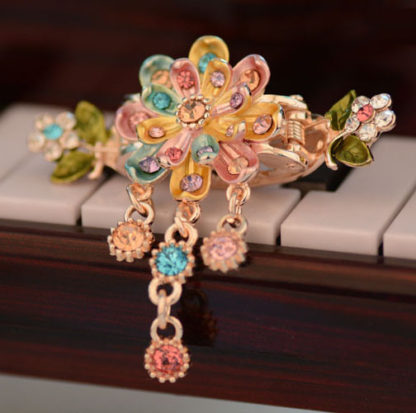 Multi-Color Eight Petal Painted Hair Claw Clip