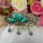 Blue Asymetcic Rhinestone Tiara Metal Barrette