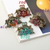 Antique Rose Rhinestone Metal Hair Claws