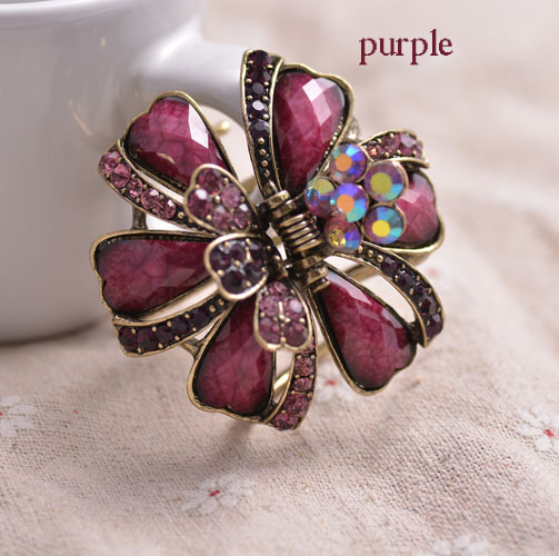 Pince à Cheveux NY Fashion Accessories - Orné D'opaline Et Strass - Doré Antique