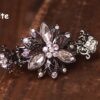 White Trillium Black Metal Hair Clip Claw