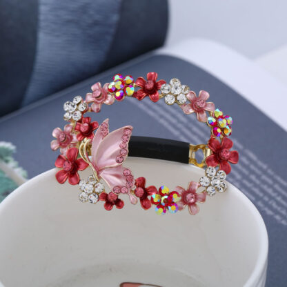 Pink Painted Butterfly Open Center Hair Barrette