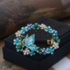 Blue Painted Butterfly Open Center Hair Barrette