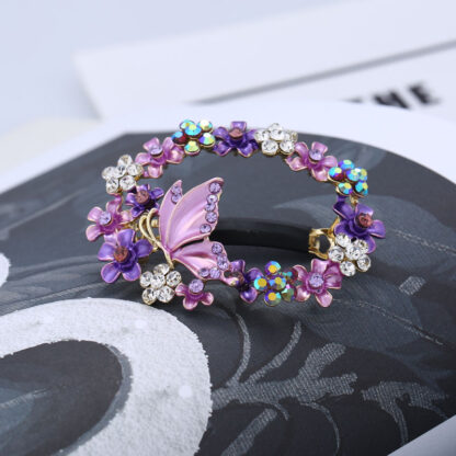 Purple Painted Butterfly Open Center Hair Barrette
