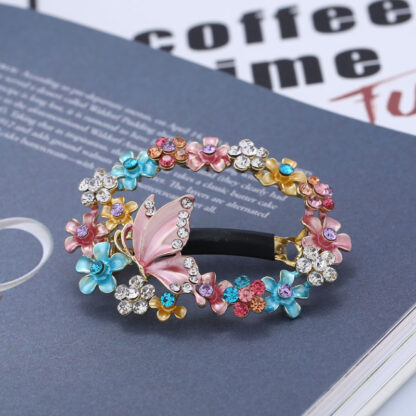 Multi-Color Painted Butterfly Open Center Hair Barrette