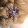 Ribbons and Flowers Hair Claw Modeled