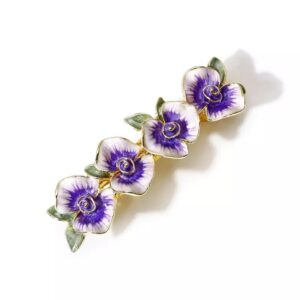 Purple Enameled Four Flower Barrette