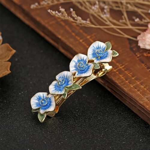 Barrette Fleur Argentée Avec Cristaux Gris Et Clairs – Accessoires Cheveux Femme
