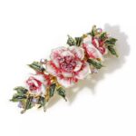Pink Enameled Metal Flower Barrette