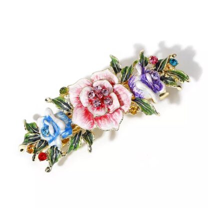 Multi-Color Enameled Metal Flower Barrette