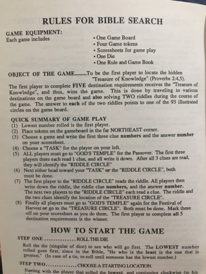 Rules Book for Bible Search the Board Game