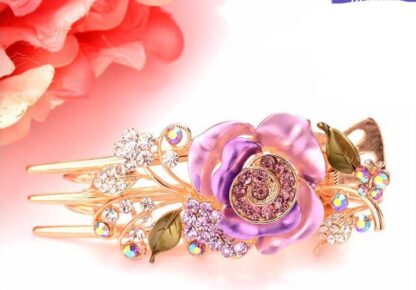 Purple Painted Rose Large Hair Clip