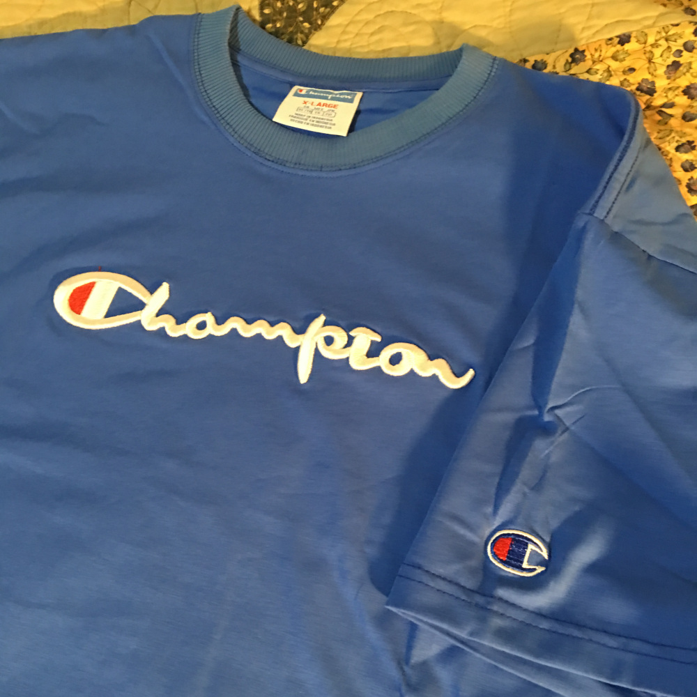 Silver Coconut » Blue Champion Embroidered Short Sleeve Shirt