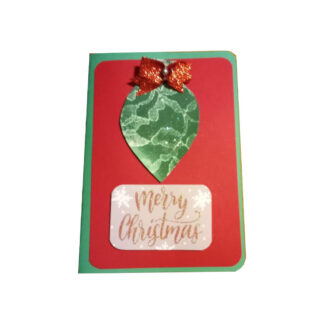 Green Ornament Christmas Card with Bow