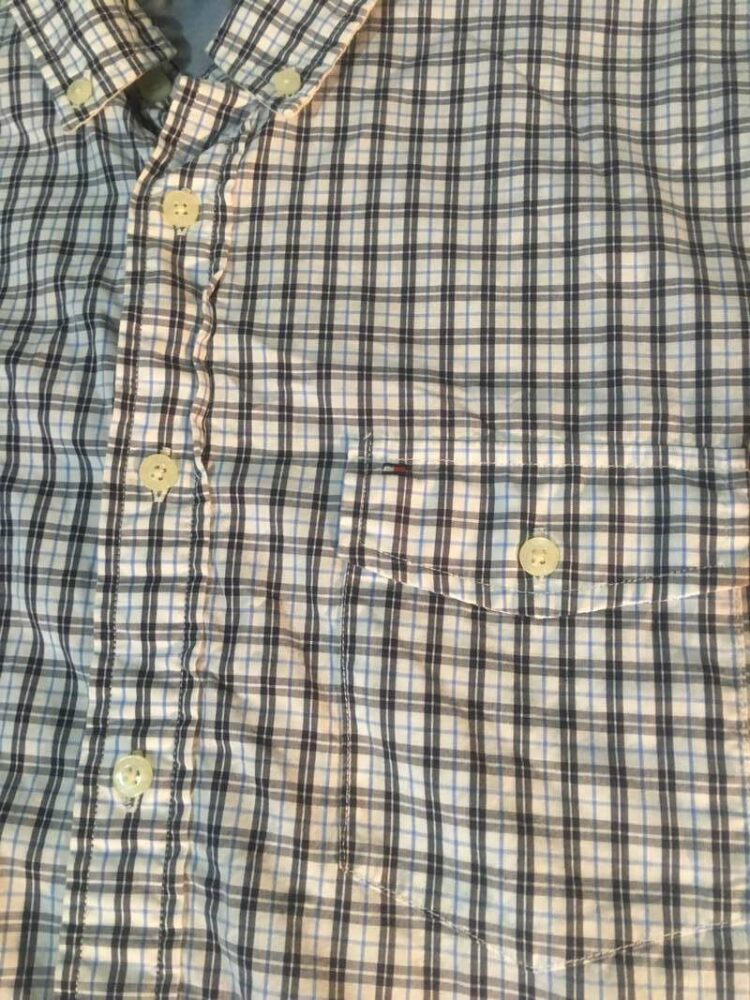 Tommy Hilfiger Plaid Short Sleeve Shirt Button Down - 