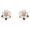 White Flower Enameled Metal Earrings